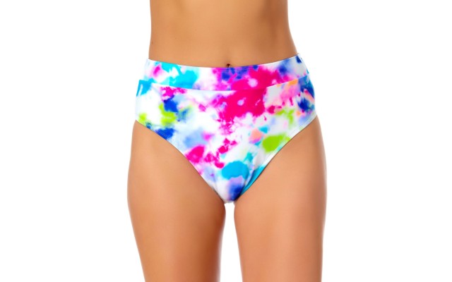  Tie-Dyed High-Waist Bikini Bottom, Multi, Medium