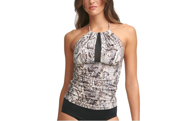  Halter Tankini Top, X-Small, Beige