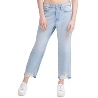 Calvin Klein Jeans Cotton Ripped Straight-Leg Jeans, Blue, 27