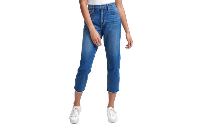  Jeans High-Rise Cropped Straight-Leg Jeans, 29, Blue