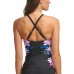  Printed Crossback Tankini Top Women’s Swimsuit, Small, Multi