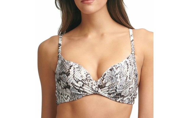  Printed Underwire Bikini Top Women’s Swimsuit, Small, Beige