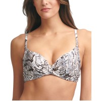 Calvin Klein Printed Underwire Bikini Top, X-Small, Beige