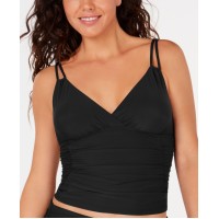 Calvin Klein Ruched Tankini Top, Medium, Black