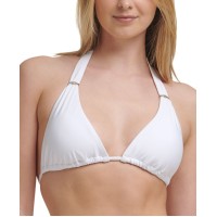 Calvin Klein Slider Halter String Bikini Top, Medium, White