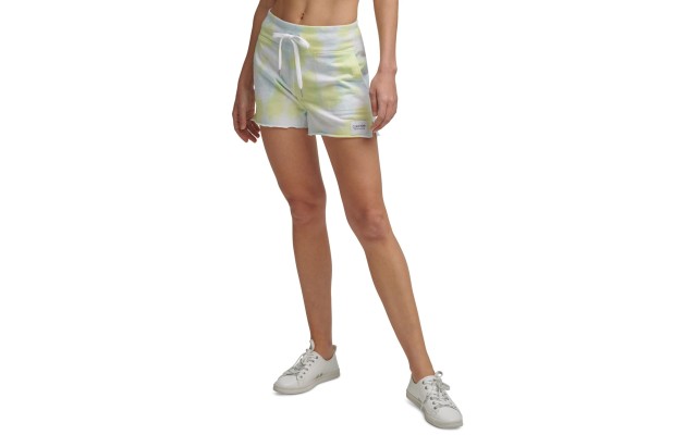  Women’s Performance Printed French Terry Shorts, Yellow, Medium