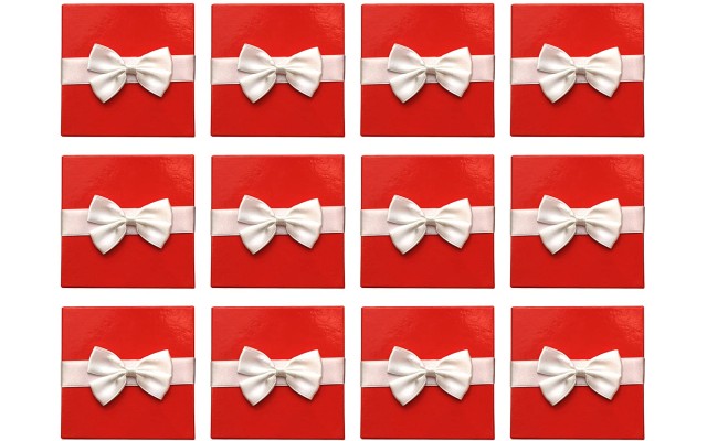 Card Boxes Holders with White Satin Ribbon (Set of 12)