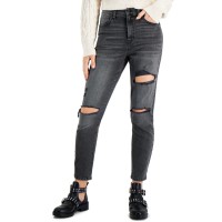 Celebrity Pink Juniors’ Ripped Mom Jeans, Black, 11