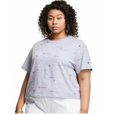 Champion Plus Size Logo-Print Cropped T-Shirt, Gray, 1X