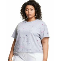 Champion Plus Size Logo-Print Cropped T-Shirt, Gray, 2X