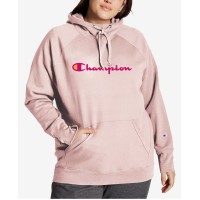 Champion Plus Size Powerblend Graphic Hooded Sweatshirt, Pink, 1X