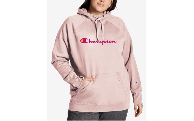  Plus Size Powerblend Graphic Hooded Sweatshirt, Pink, 1X
