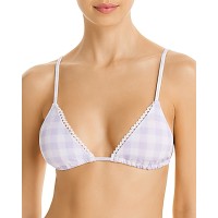 Charlie Holiday Womens Gingham Light Padding Bikini Swim Top Purple L