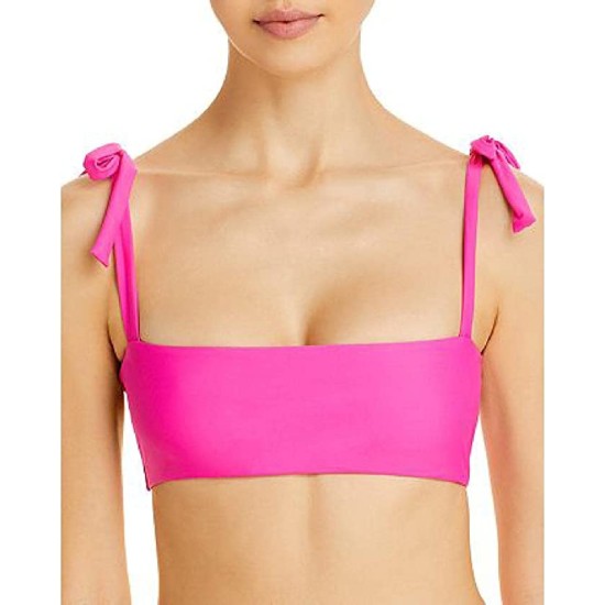  Womens Solid Bandeau Swim Top Separates Pink M