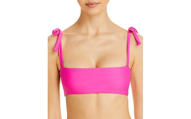  Womens Solid Bandeau Swim Top Separates Pink M