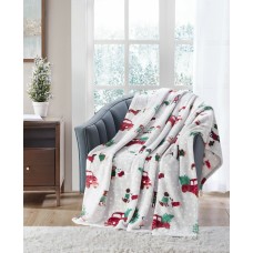 Charter Club Cozy Plush Throw, 50″ X 70″, Tree Truck Dogs, White