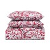  Damask Designs Garden Manor Cotton 300-Thread Count 3-Pc. Full/Queen Duvet Cover Set, Red