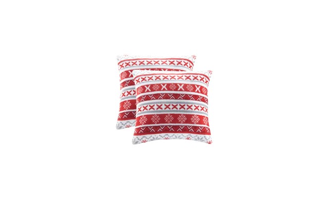  Holiday 2 Pack Decorative Pillows, Red/White, 18′ x 18″