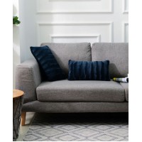 Cheer Collection Faux Fur 12 X 20 Throw Pillow, Navy