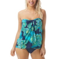 Coco Reef Contours Clarity Bra-Sized Bandeau Tankini Top, Blue, 34D