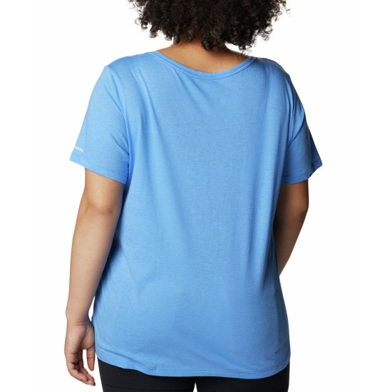  Women’s Plus Size Bluebird Day Relaxed V-Neck Top, Blue, 1X