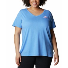 Columbia Women’s Plus Size Bluebird Day Relaxed V-Neck Top, Blue, 1X