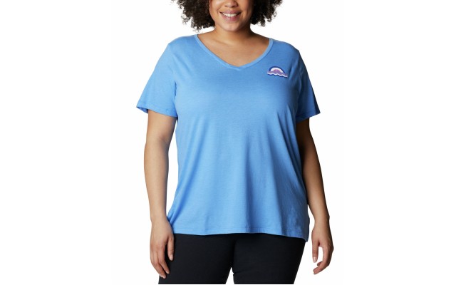  Women’s Plus Size Bluebird Day Relaxed V-Neck Top, Blue, 1X