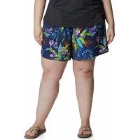 Columbia Womens Plus Size Bogata Bay Printed Stretch Shorts, Navy, 3X