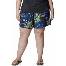 Columbia Womens Plus Size Bogata Bay Printed Stretch Shorts, Navy, 3X