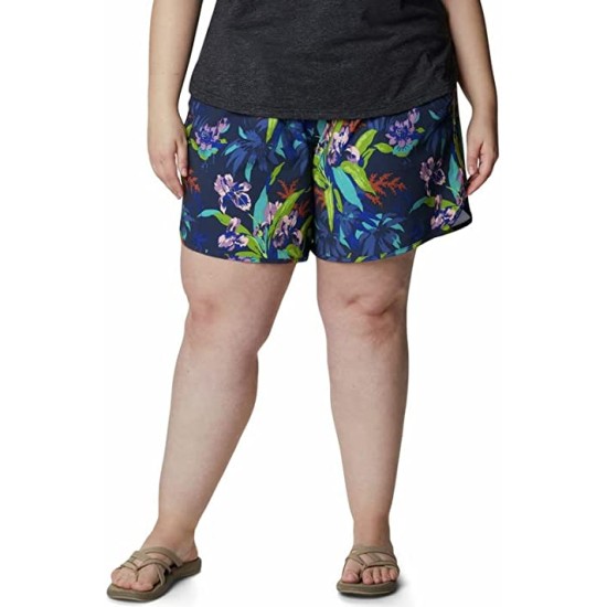  Womens Plus Size Bogata Bay Printed Stretch Shorts, Navy, 3X