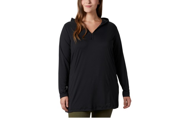  Women’s Plus Size Chill River Hooded Tunic, Black, 1X
