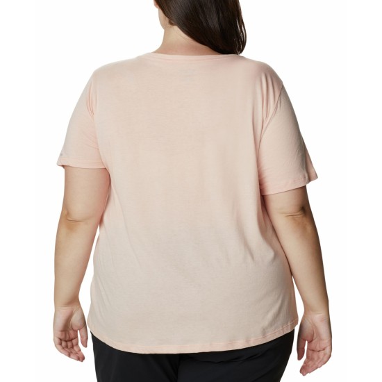  Women’s Plus Size Relaxed V-Neck T-Shirt, Orange, 2X