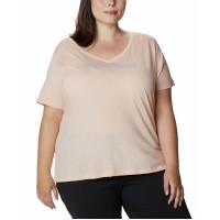 Columbia Women’s Plus Size Relaxed V-Neck T-Shirt, Orange, 2X