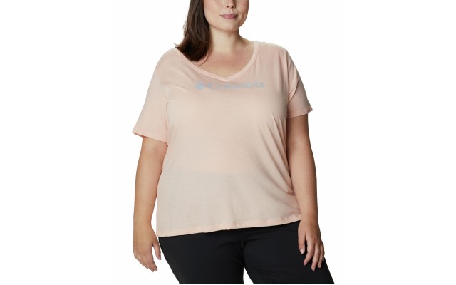  Women’s Plus Size Relaxed V-Neck T-Shirt, Orange, 2X