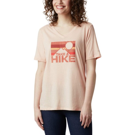  Women’s Plus Size Relaxed V-Neck T-Shirt ,Orange,2X