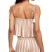 Coolchange Ella Crop Top Swim Cover-up, Beige/White, Large