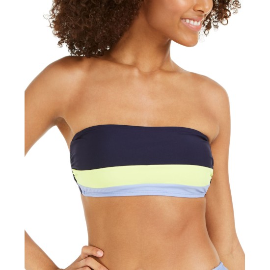  Colorblocked Bandeau Bikini Top, Medium, Navy