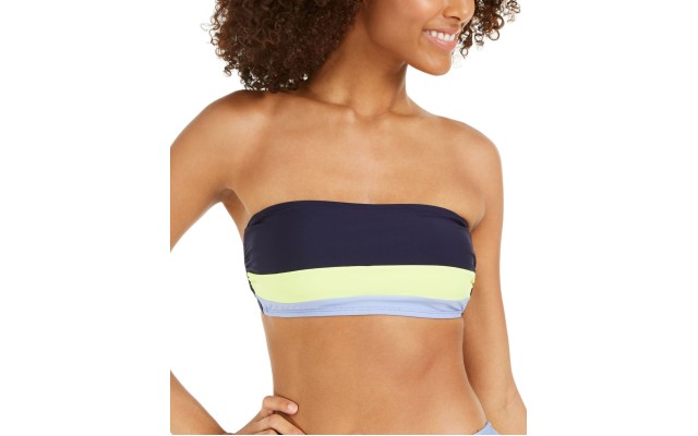  Colorblocked Bandeau Bikini Top, Medium, Navy