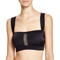 DKNY Mesh Effect Mesh Splice Bikini Top (Black) Women's Swimwear, Black, X-Small