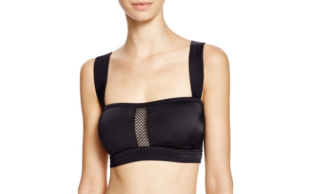  Mesh Effect Mesh Splice Bikini Top (Black) Women's Swimwear, Black, X-Small
