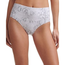 DKNY Printed Seamed High-Waist Bikini Bottoms, X-Large, Grey