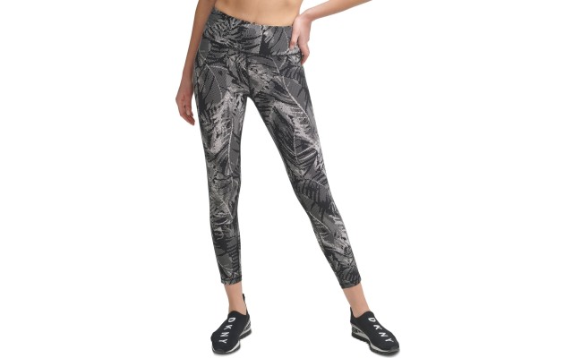  Sport Pixel Palm Print High Waist Leggings, Black, Medium