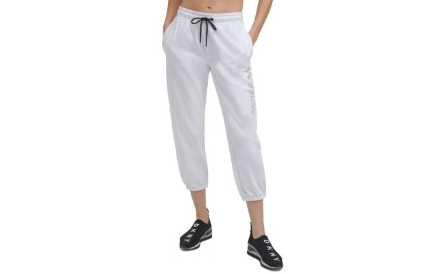  Sport Women’s Cotton Embellished Logo Jogger Pants, White, X-Large