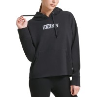 DKNY Sport Women’s Logo Hooded Cotton Sweatshirt, Black, X-Large