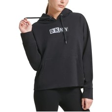 DKNY Sport Women’s Logo Hooded Cotton Sweatshirt, Black, X-Large
