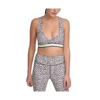 DKNY Sport Women’s Printed Low-Impact Sports Bra, Pink, X-Large