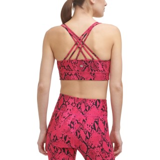 DKNY Sport Women's Snake-Embossed Sports Bra (Pink, X-Large)