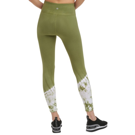  Sport Women’s Tie-Dyed-Hem 7/8 Leggings, Green, Large