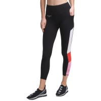 Dkny Women’s Colorblocked 7/8 Length Leggings, Black/Pink, Large