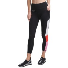 Dkny Women’s Colorblocked 7/8 Length Leggings, Black/Pink, Large